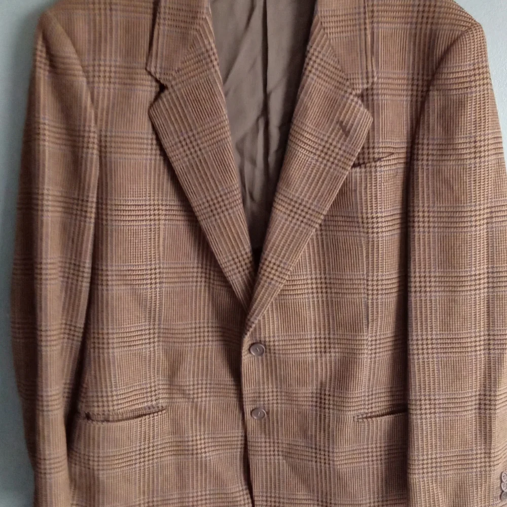 Mens Brown‎ Plaid Blazer Jacket Made in Italy